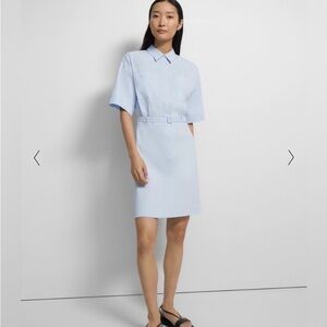 Theory belted casual shirt dress in Good Linen.